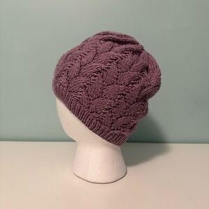Purple Wool/Silk Knit Beanie